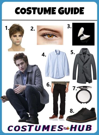 Edward Cullen Cosplay, Edward Twilight Costume, Edward Cullen Halloween Costume, Edward And Bella Halloween Costume, Charlie Swan Costume, Edward Cullen Outfit Ideas, Twilight Couple Costume, Bella And Edward Costume, Halloween Costumes Twilight