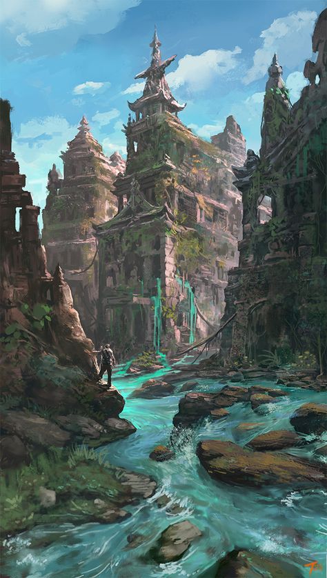 City Ruins, Magic Colors, Ruined City, Location Inspiration, Landscape Concept, Fantasy City, Fantasy Castle, Biome, Fantasy Setting