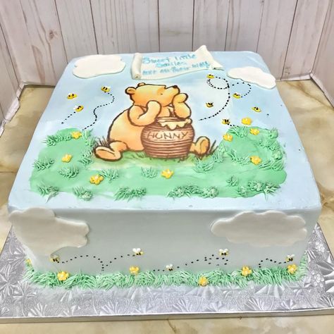 Baby Shower Sheet Cake, Pooh Baby Shower Cake, Baby Shower Sheet Cakes, Pooh Bebe, Winnie Poo, Bear Baby Shower Cake, Pooh Cake, Winnie The Pooh Cake, Pastel Baby Shower