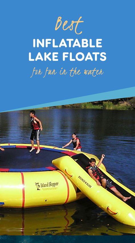 Lake Floats For Adults, Lake Toys For Adults, Inflatable Lake Floats, Floating Picnic Table, Summer Fun With Friends, Lake Toys, Lake Floats, Lake House Living, Water Trampoline