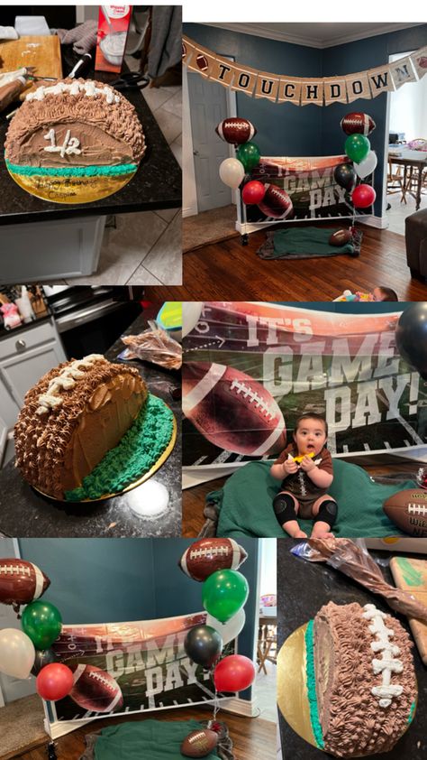 Half birthday idea! Football Half Birthday, Half Birthday Theme, Half Birthday, It Game, Football Birthday, Football Boys, Birthday Theme, Birthday Party Themes, 6 Months