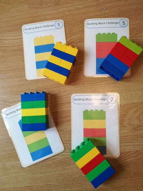 Preschool Blocks Activities, Six Bricks Activities, Early Years Construction Ideas, Lego Fine Motor Activities, Activities With Blocks For Preschoolers, Construction Fine Motor Activities, Fine Motor Pattern Activities, Lego Building Challenges For Kindergarten, Block Play Activities For Preschoolers