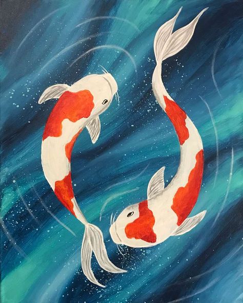 Karp Koi, Koi Painting, Koi Fish Drawing, Piskel Art, Ikan Koi, Koi Art, Kunst Inspiration, Fish Drawings, Canvas Painting Designs