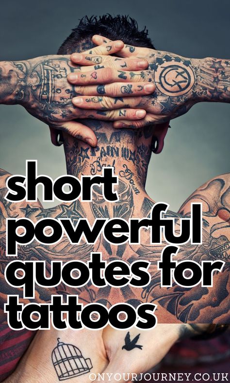 100 Short but Powerful Self Motivation Meaningful Inspirational Tattoo Quotes - On Your Journey Don T Give Up Tattoo, Short Inspirational Tattoo Quotes, Tattoo Ideas For Perseverance, Guy Quote Tattoos, Tattoo With Deep Meaning Men, Tattoo For Teens Boys, Inspiring Quotes For Tattoos, Tattoos That Represent Perseverance, Self Improvement Tattoos Men