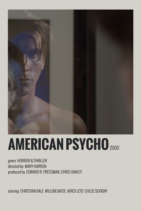 AMERICAN PSYCHO minimalist poster American Pshyco Aesthetic, American Pshyco, Willem Dafoe, U Turn, Horror Show, Christian Bale, Jared Leto, Minimalist Poster, Night Time