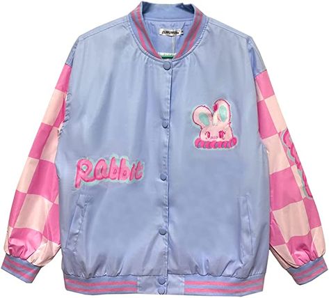 Amazon.com: ZLMuMulin Pastel Goth Harajuku Kawaii Clothes Casual Lightweight Color Block Jacket (L, Blue Pink) : Clothing, Shoes & Jewelry Pastel Streetwear, Cake Graphic, Pastel Harajuku, Japanese Fashion Trends, Goth Harajuku, Pastel Goth Outfits, Rabbit Cake, Pastel Goth Fashion, Womens Jackets Casual