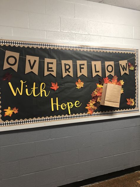 Fall Festival Bulletin Board Ideas, Fall Bulletin Boards High School, Sunday School Fall Bulletin Boards, Fall Bulletin Boards For Work, Autumn Bulletin Boards, Christmas Song Trivia, Counseling Bulletin Boards, Clapping Games, November Bulletin Boards