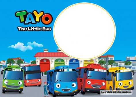 FREE Printable TAYO Little Bus Invitation Templates | FREE Invitation Templates - Drevio Tayo The Little Bus Birthday Party Ideas, Bus Party, Spiderman Invitation, Blue Bus, A Cartoon Character, Floral Birthday Invitations, Template Invitation, Bday Invitations, Free Printable Birthday Invitations