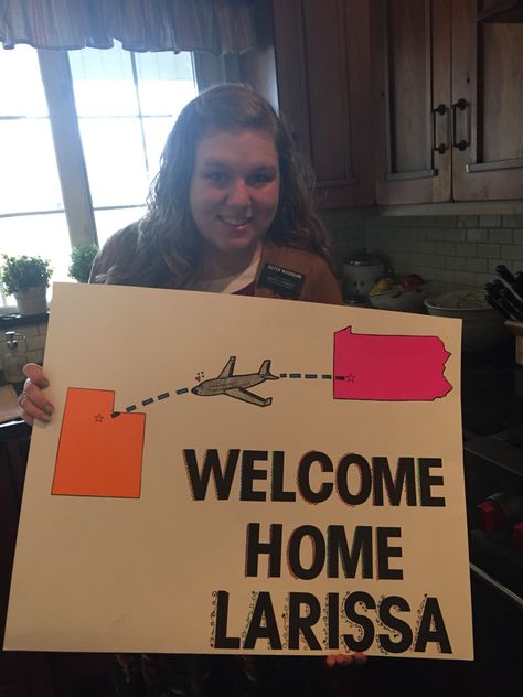 Missionary welcome home Welcome Home Sign Ideas, Welcome Home Sister Ideas, Welcome Back Home Surprise Ideas Sister, Welcome Back Decorations Home, Welcome Home From Rehab Airport Sign, Welcome Back Poster Ideas Airport, Welcome Back Home Sign Airport, Welcome Back Airport Signs, Welcome Back Home Surprise Ideas