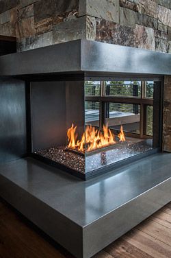 Fireplace Modern Design, Minimalistic Interior, Classic Fireplace, Plywood Design, Fireplace Frame, Fireplace Designs, Double Sided Fireplace, Concrete Fireplace, Farmhouse Fireplace