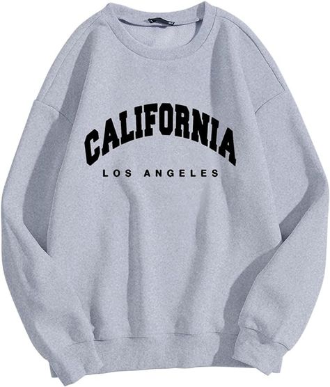 California Sweatshirts For Teen Girls Round Neck Letter Graphic Oversize Pullover Comfy Casual Pullover Fall Winter Clothes Womens Sweatshirt No Hoodie Beige S at Amazon Women’s Clothing store White Hoodie Women, Matching Hoodies For Couples, Womens Oversized Sweatshirts, Preppy Sweatshirts, California Sweatshirt, Casual Blazer Women, Matching Hoodies, Oversize Pullover, Crewneck Sweatshirt Women