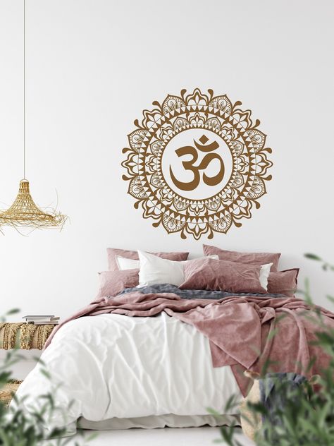 Flower Wall Decal, Om Mandala, Mandala Decals, Yoga Om, Wall Art Vinyl, Gym Room At Home, Yoga Decor, Wall Decals For Bedroom, Flower Wall Decals