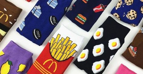 Food Socks, Couples Cosplay, Socks Packaging, Socks Funny, Japanese Harajuku, Salopette Jeans, Funky Socks, Food Patterns, Ankle Socks Women