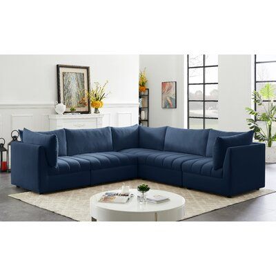 Create the ideal seating arrangement for your space when you pick and choose the elements you like most including this Jacob velvet modular sectional. Mix and match items in the Jacob collection to bring your living space or family room together with a personalized slant. Soft velvet upholstery is soft and welcoming to the touch, adding a luxurious feel to everyday seating. Deep channel tufting adds to the piece's durability, and latches underneath the unit make it easy to attach to other pieces Green Velvet Sectional, Tufted Sectional, Couch With Ottoman, Upholstered Couch, Velvet Sectional, Meridian Furniture, Corner Sectional, Living Room Sectional, Couch Furniture