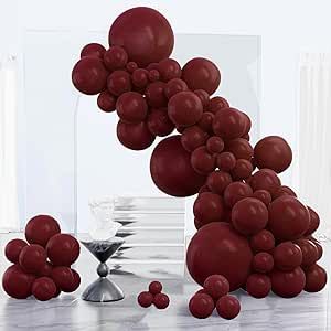 PartyWoo Burgundy Balloons, 85 pcs Wine Red Balloons Different Sizes Pack of 18 Inch 12 Inch 10 Inch 5 Inch Maroon Balloons for Balloon Garland or Balloon Arch as Birthday Party Decorations, Red-Y62 Burgundy Balloons, Crepe Paper Streamers, Small Balloons, Arch Decoration, Metallic Balloons, Balloon Pump, Black Balloons, Anniversary Decorations, Decoration Birthday