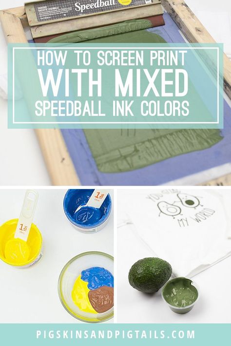 Did you know that you can mix Speedball fabric inks to use with your DIY screen printing? Mixing the inks allows you to expand your color options without keeping a large inventory of inks.  Here's a tutorial explaining how to screen print with these mixed colors. #screenprinting #speedball #fabricink Screen Printing Hacks, Screen Printing Multiple Colors, Silk Screen Printing Diy, Vinyl Craft Projects, Diy Screen, Fun Diy Craft Projects, Diy Screen Printing, Color Mixing Chart, Screen Painting