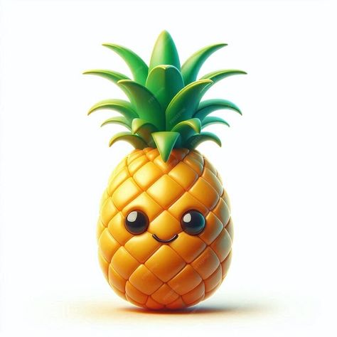 Smiling Pineapple Cute Tropical Fruit Emoji | Premium AI-generated image Tropical Fruit, Pineapple, Fruit, Kawaii