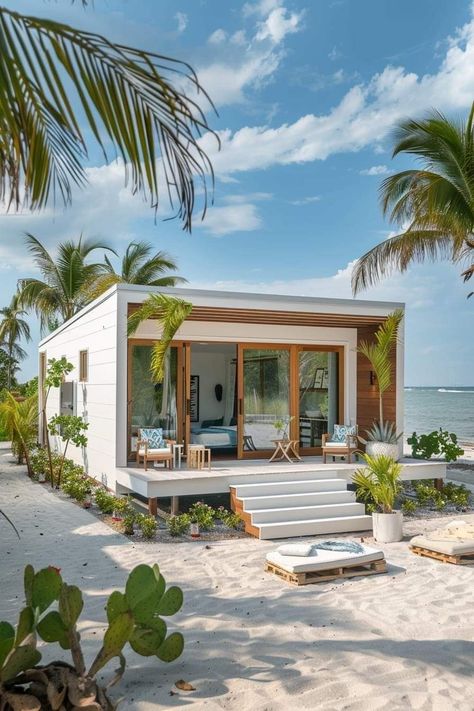 Home On The Beach, Tiny Beach House, A Big House, Small Beach Houses, Downstairs Bedroom, Beach Cabin, Dream Beach Houses, Resort Design, Big House