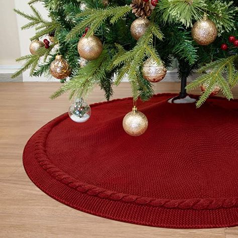 Amazon.com: WBHome Christmas Tree Skirt, 48 inch Cable Knit Knitted Thick Rustic Holiday Decoration, Christmas Red : Home & Kitchen Rustic Tree Skirt, Red Christmas Tree Skirt, White Christmas Tree Skirt, Xmas Tree Skirts, Gifts 2022, Rustic Holiday Decor, Red White Christmas, Red Garden, Special Christmas Gift