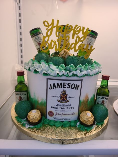 Jameson Cake, Jameson Birthday Cake For Men, Jameson Cake Design, Jagermeister Cake, Whiskey Cake Design, Alcohol Birthday Cake For Men Drinks, 40th Birthday Cakes For Men Whiskey, 40th Birthday Cakes For Men, 50th Birthday Party Ideas For Men