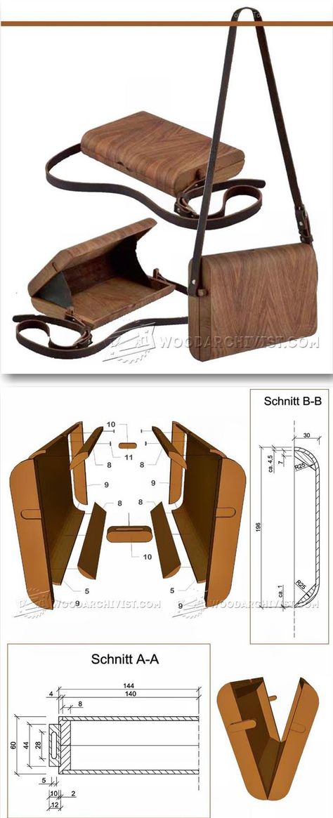 Making Wooden Handbag - Woodworking Plans and Projects | WoodArchivist.com Sac En Cuir Diy, Cabinet Woodworking Plans, Wood Bag, Woodworking Cabinets, Wooden Bag, Diy Sac, Hemma Diy, Woodworking Workbench, Diy Holz