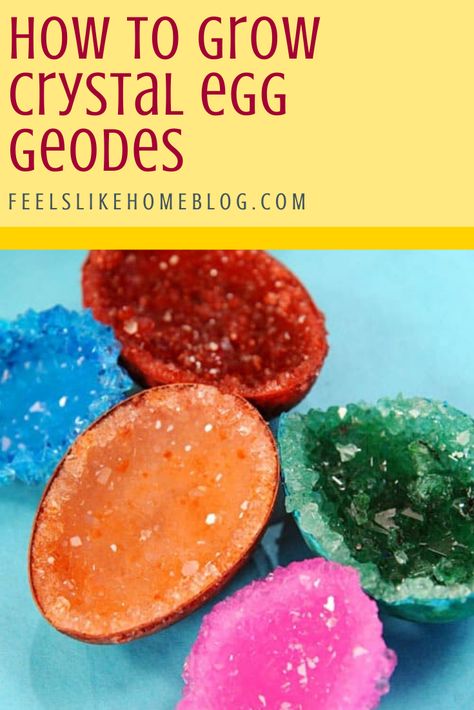 How to Make and Grow Your Own Crystal Geodes - Cool Science Experiment for Kids - These super easy and simple instructions are based on Martha Stewart's but much better with more science background. Use natural or plastic eggshells to make beautiful, fun crystals for Easter, science fair, or any time! Art Aesthetic Watercolor, Crystal Experiment, Watercolor Art Aesthetic, Aesthetic Watercolor Art, Easter Science Experiments, Crystals For Kids, Easter Science, Grow Your Own Crystals, Science Experiment For Kids