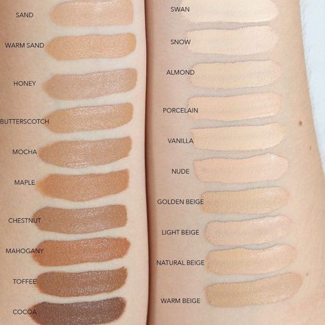 Too Faced Foundation Swatches, Two Faced Foundation, Too Faced Born This Way Foundation, Born This Way Foundation, Shades Of Foundation, Skin Tone Makeup, Foundation Swatches, Pro Concealer, Face Foundation