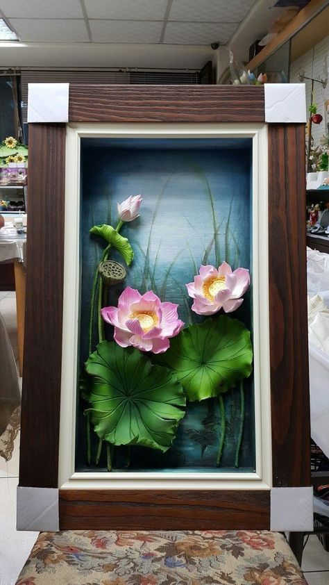 Arte Pop Up, Framing Canvas Art, Sculpture Art Projects, Lotus Flower Art, Plaster Wall Art, Wall Painting Decor, Clay Wall Art, Pottery Painting Designs, Art Painting Gallery