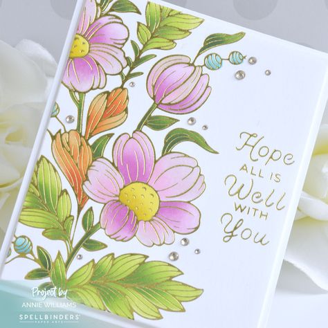 Spellbinders Overflowing Floral, Floral Stencil, Inked Shop, Gem Shop, Hello Cards, Spellbinders Cards, Distress Oxide Ink, Card Kits, Butterfly Cards