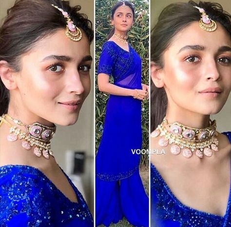 Alia Bhatt Indian Wear Lehenga, Alia Bhatt Blue Lehenga, Alia Bhatt Lehenga Outfits, Blue Lehenga Makeup Looks, Alia Bhatt Wedding Looks, Alia Bhatt Indian Wear, Alia Bhatt Lehenga, Indian Outfits Lehenga, Blue Lehenga