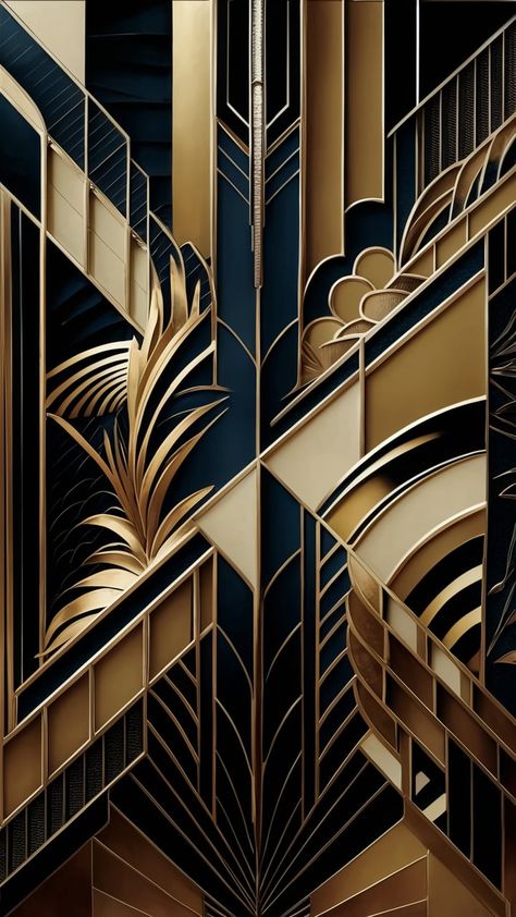 Explore the allure of 1920s elegance with our stunning Art Deco prints. Featuring geometric shapes, intricate patterns, and dynamic contrasts of cubism and futurism, this composition showcases rich colors and metallic accents. Inspired by nature's beauty, it embodies sophistication and opulence, celebrating the artistic innovation of a timeless era. Perfect for art lovers, interior design, and vintage aesthetics. Art Deco Commercial Interior Design, 1920s Aesthetic Decor, 1920s Art Deco Aesthetic, Art Deco Interior 1920s, 1920 Aesthetic, Art Deco Palette, Art Deco Pattern Design, Empire State Building Art, Art Deco Panel