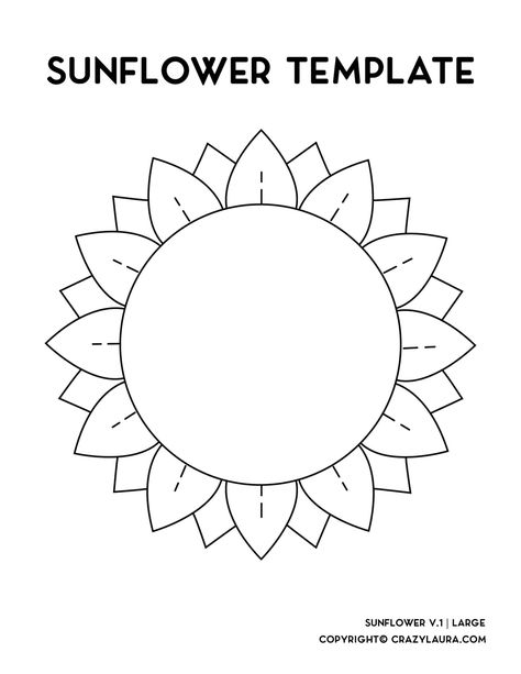 If you're looking for a simple outline for your next craft project, check out these free sunflower template printables with small, medium, and large sizes to download and print off! Free Printable Sunflower Template, Sunflower Template Free Printable, Sunflower Stencil Printable, Large Sunflower Template Free Printable, Sunflower Traceable, Traceable Sunflowers, Sunflower Stencils, Printable Flower Templates, Subbing Ideas