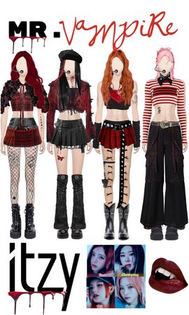 Adzzz on ShopLook | The easiest way to find the perfect outfit Idol Outfit Ideas, Orange Red Hair, Vampire Outfit, Cute Airport Outfit, Mr Vampire, Black Red Hair, Vampire Clothes, Kpop Fits, Red Outfits