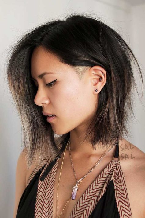 Straight Lob With Undercut #asianhairstyles #hairstyles #lobhairstyle #undercut Brunette Bob, Beautiful Brunette, Long Bob Haircuts, Lob Hairstyle, Lob Haircut, Ombré Hair, Punk Hair, Short Straight Hair, Bob Hair