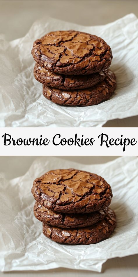 Try these rich and fudgy Brownie Cookies! A perfect blend of chewy brownies and crispy cookies, loaded with chocolate chips and pecans. Crispy Brownie Cookies, Brownie Cookies From Mix Boxes, Chewy Brownie Cookies, Brownie Cookie Recipe, Perfect Brownies, Cookie Brownie Recipe, Fudgy Brownie, Chewy Brownies, Crispy Cookies