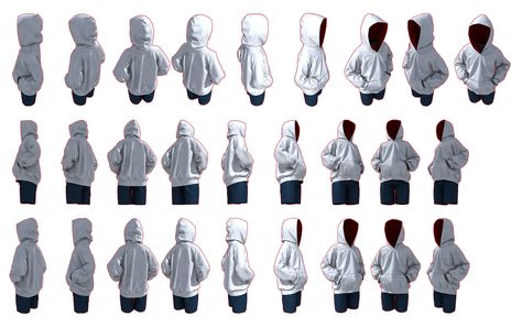 Flannel Art Reference, How To Draw Baggy Clothes, How To Draw A Hoodie, Anime Rendering, How To Draw Hoodies, Hoodie Drawing Reference, Hoodie Reference, Drapery Drawing, Shading Drawing