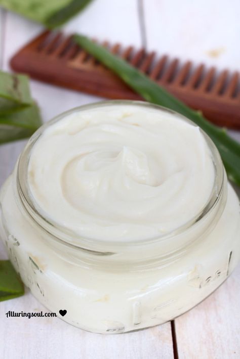 DIY Aloe Vera Leave-In Hair Moisturizer | Alluring Soul Hair Moisturizer, Diy Moisturizer, Aloe Vera Face Mask, Homemade Hair, Aloe Vera For Hair, Hair Care Regimen, Homemade Beauty, Aloe Vera Juice, Lost Hair