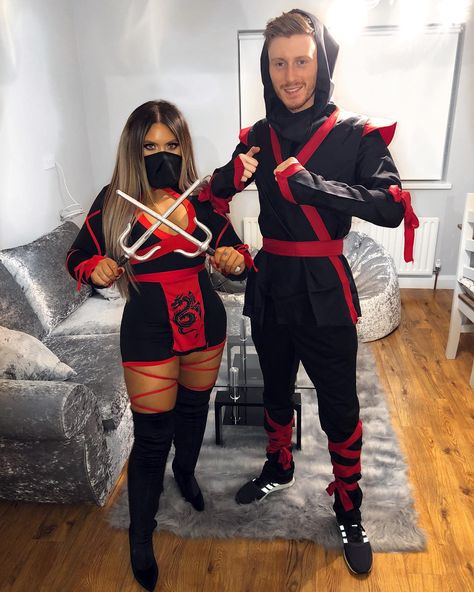 Our ninja costumes will help you become one sneaky shadow warrior! Ninja Couples Costume, Samurai Couple Costume, Couple Ninja Halloween Costumes, Ninja Hairstyles Costume Women, Women Ninja Halloween Costumes, Ninja Custome Halloween, Good Halloween Costumes For Couples, Ninja Couple Costume, Ninja Halloween Costumes For Women