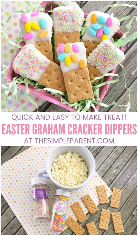 Party Snacks Kids, Graham Cracker Snacks, Easy Party Ideas, Kids Party Snacks, Easter Food Crafts, Snacks Kids, Easter Party Food, Easy Easter Treats, Desserts Ideas