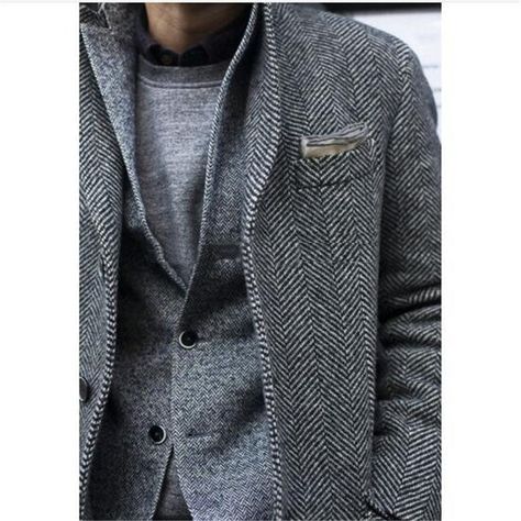 Tailored Made Grey Herringbone Mens Suit British Style Wool Tweed Tuxedos Slim Fit Blazer Wedding Suits For Men(suit+pant) - Suits - AliExpress Wedding Suits For Men, Blazer Wedding, Men's British Style, Slim Pants Outfit, Streetwear Winter, Hoodies Men Style, Slim Fit Blazer, Winter Fashion Coats, Grey Herringbone