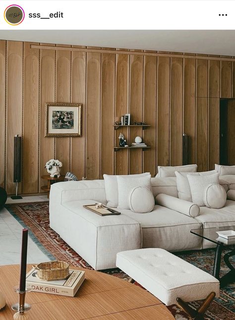 White Convertible, Paneled Walls, Design Del Prodotto, Zaha Hadid, Convertible Sofa, Wood Panel Walls, Decoration Inspiration, World Of Interiors, Neutral Decor