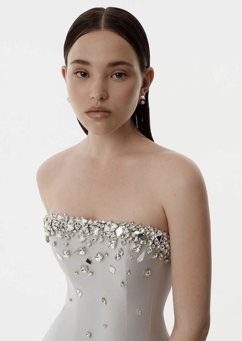 Nds The Label, Rhinestone Embellished Dress, Crystal Embellished Dress, Ropa Upcycling, Simple Gowns, Prom Queen, Party Attire, Fashion Drawing Dresses, Dream Wedding Ideas Dresses