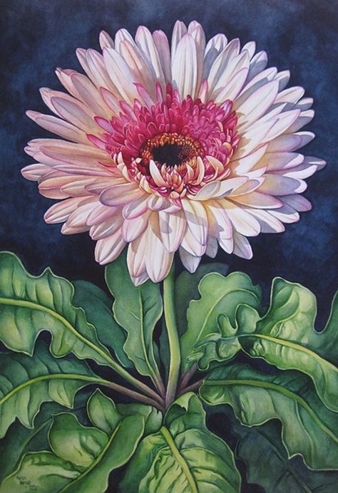 Gerber Daisy Drawing, Daisy Art Painting, Gerbera Daisy Painting, Dramatic Flowers, Gerbera Plant, Love Canvas Painting, Daisy Drawing, Tulip Art, Gerber Daisy