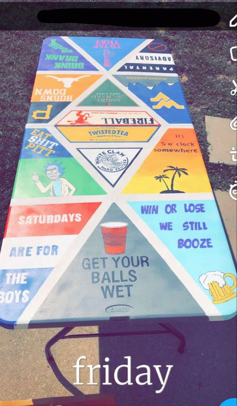 Pong Table Painted, Hakuna Ma Vodka, Beer Pong Table Diy, Diy Beer Pong, Diy Beer Pong Table, Custom Beer Pong Tables, Beer Pong Table Designs, Formal Cooler Ideas, Beer Table