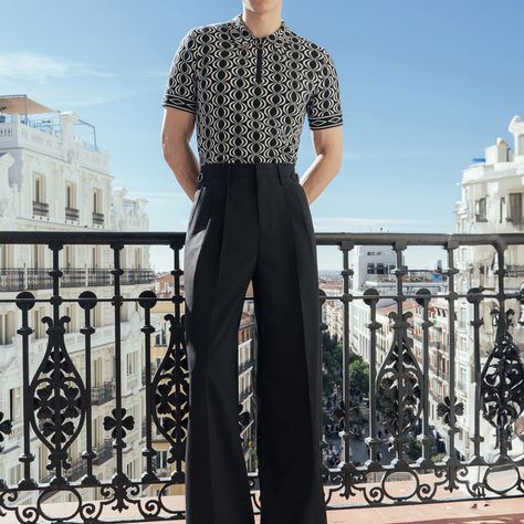 Black High Waisted Side Buckle Flare Trousers ‐ Phix High Waist Pants Outfit Men, High Rise Trousers Men, Wide Leg Trousers Outfit Men, Black Bellbottom Pants Outfits, Phix Clothing, Mens High Waisted Trousers, Trousers Outfit Men, Wide Leg Trousers Outfit, Flare Black Pants