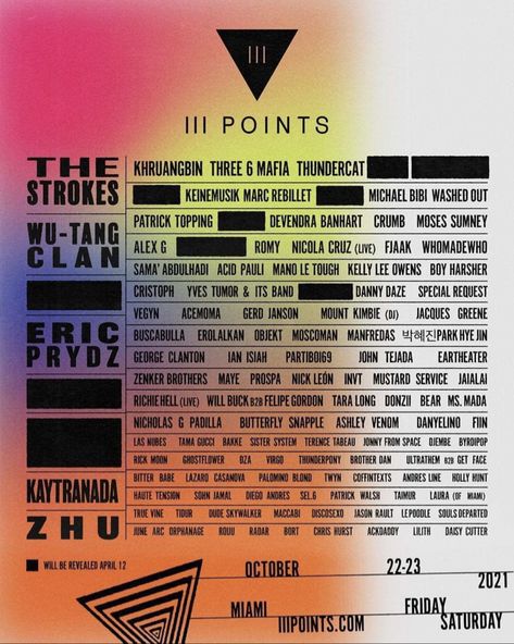 George Clanton, Iii Points, Patrick Topping, Festival Lineup, Park Hye Jin, Lcd Soundsystem, Eric Prydz, Three 6 Mafia, It Band