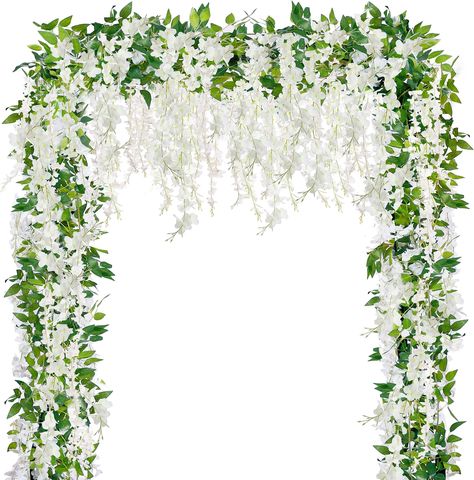 Amazon.com: Findosom Wisteria Artificial Flowers Garland, 5Pcs Total 36FT White Wisteria Hanging Flowers, Flower Garland Decorations for Home Garden Outdoor Ceremony Wedding Arch Decoration : Home & Kitchen Outdoor Wedding Arch, Wisteria Garland, Garden Outdoor Wedding, Hanging Wisteria, Wisteria Vines, Wedding Arches Outdoors, Flowers Garland, White Wisteria, Arch Decoration Wedding