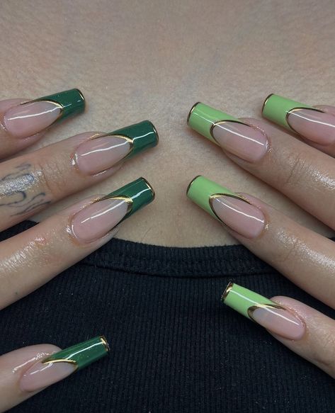 Hottest Nail Trends, Summer Nails Ideas, Green Acrylic Nails, Edgy Nails, Nails Only, Unique Acrylic Nails, Bling Acrylic Nails, Nails Simple, Neutral Nails