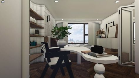 Bloxburg Office, Winter House Exterior, Minimalist Apartment Decor, Hampton Home, Blocksburg Room Ideas￼, Tropical House Design, Luxury Houses Mansions, House Decorating Ideas Apartments, Tiny House Layout