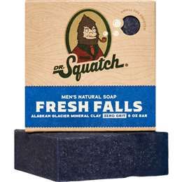 Dr Squatch Fresh Falls Men's natural soap with Alaskan glacier mineral clay, smell like a crisp forest waterfall. Crisp Revitalizing & Bold Dive into the refreshing scents of water, birch and pine. Made with handharvested Alaskan Glacier Mineral Clay from the largest subpolar icefield in the world, this detoxifying bar will leave you feeling fresh and clean Made From Natural Oils Cold Process Sustainably Sourced Dr Squatch, Cold Pressed Soap, Citrus Smell, Fall Soaps, Coconut Oil Body, Mountain Waterfall, Natural Bar Soap, Fall Scents, Skin Cleanser Products